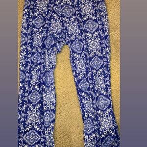 Blu Planet Blue and White Patterned Leggings